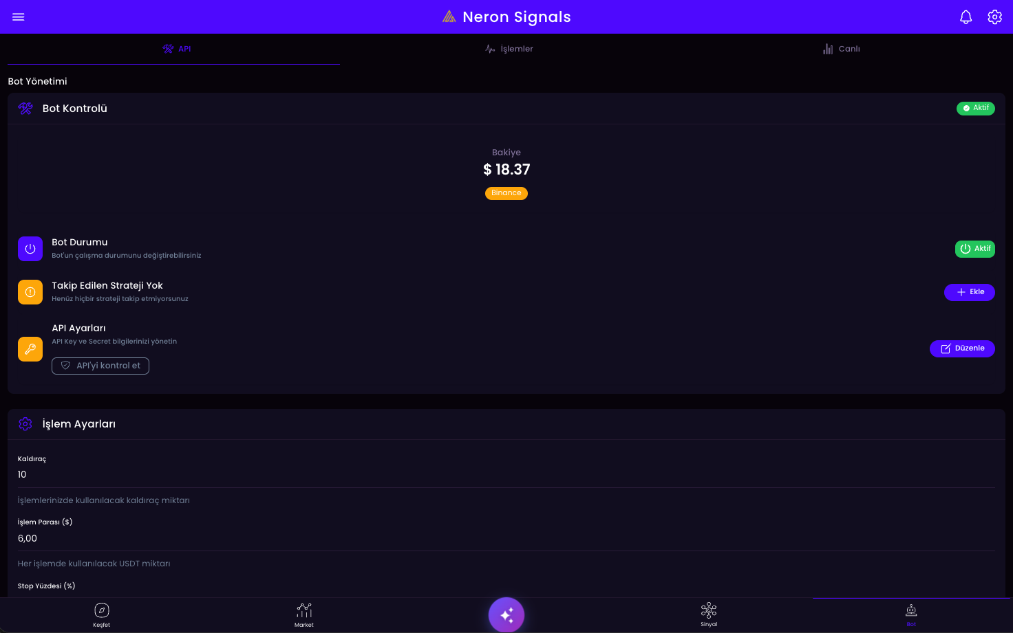 Binance Otomatik Al-Sat Botu - Kripto Trading Arayüzü