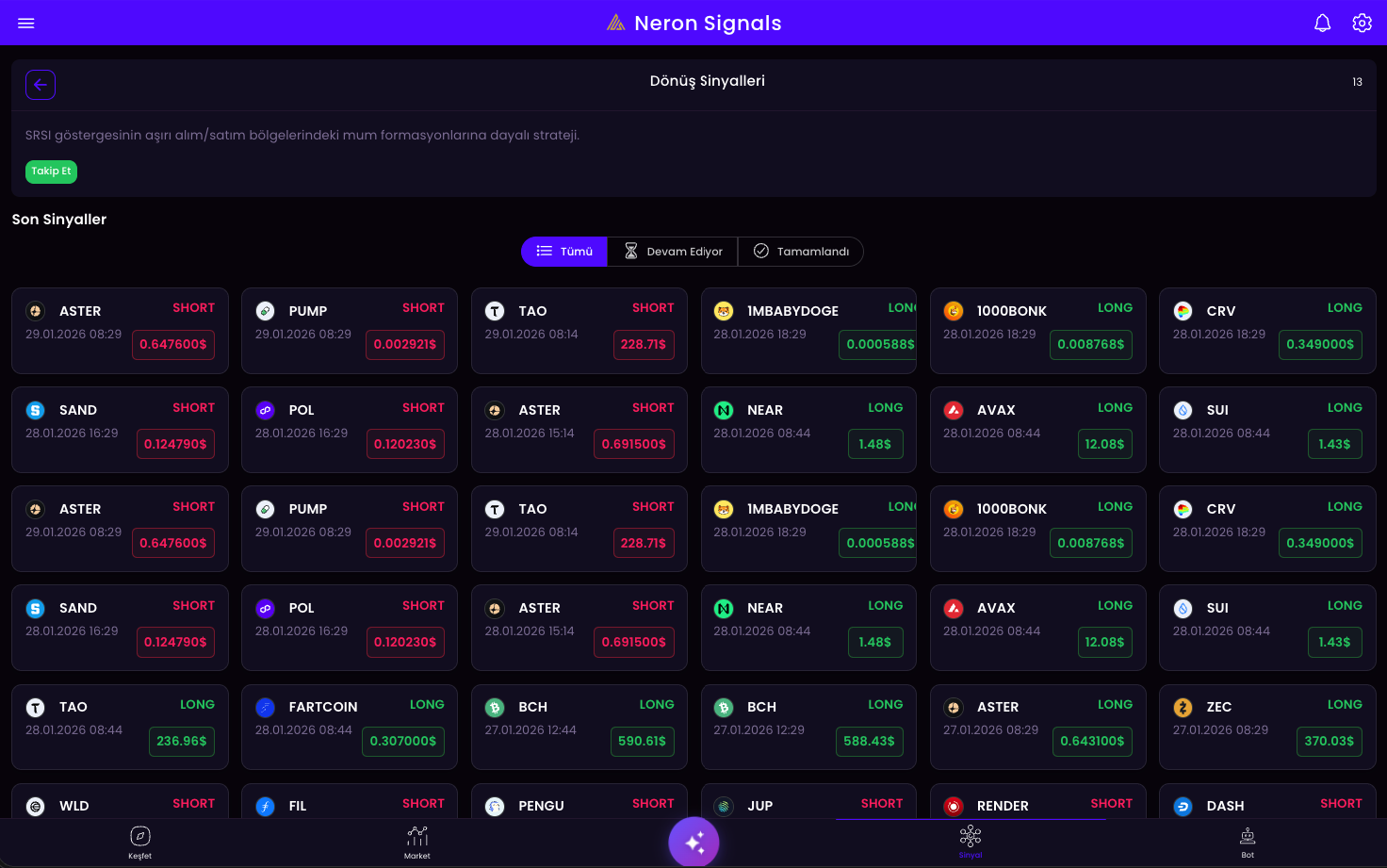 Kripto Sinyal Sistemi - Telegram Trading Sinyalleri